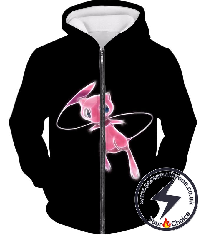 Pokemon Legendary Psychic Pokemon Mew Super Cool Black Zip Up Hoodie